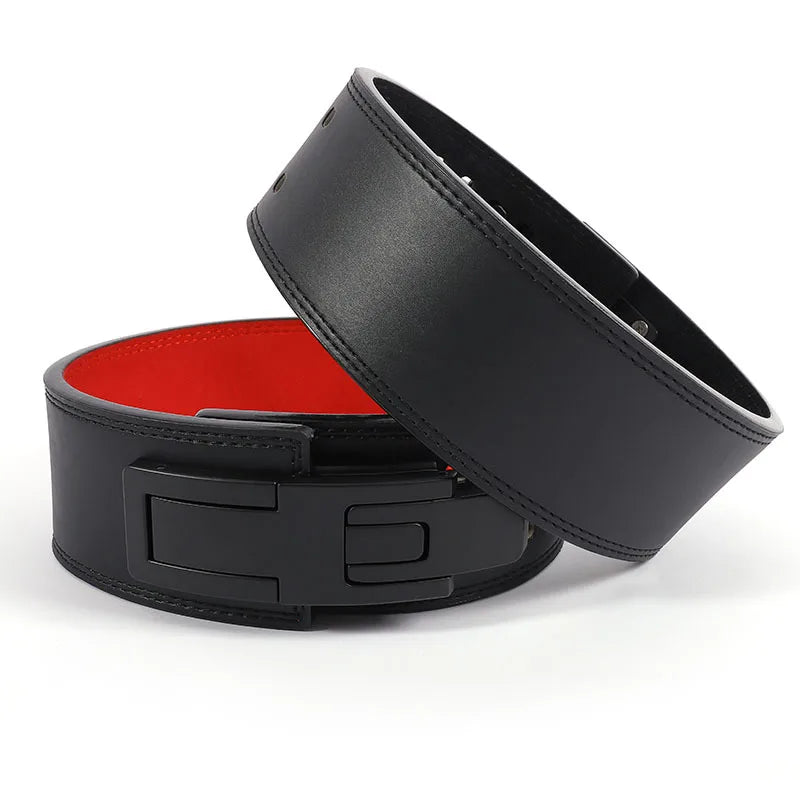 Weightlifting Belt Cowhide Leather Lever Buckle Waist Support Powerlifting Strong Pull Squat Deadlift Gym Training Powerlifters