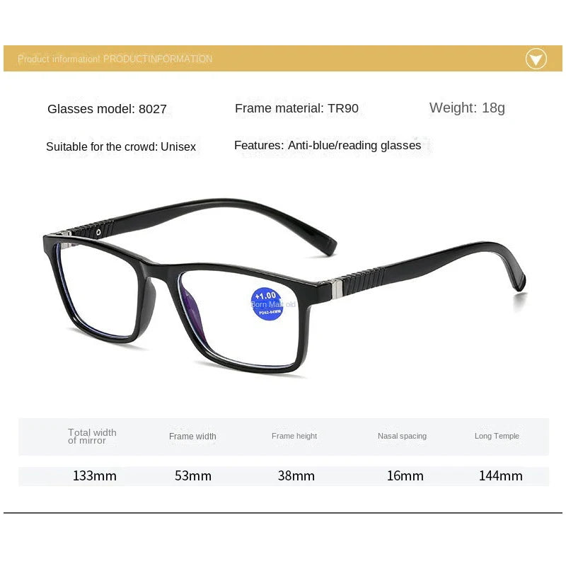 Intelligent Multifocal Progressive Reading Glasses for Men Women Near and Dual-use Automatic Adjustment Eyewear +100 +150 +400