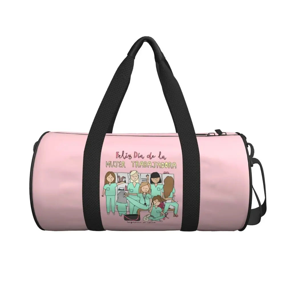 Couple Travel Bag Enfermera En Apuros Doctor Nurse Gym Bag Large Oxford Custom Handbag Colorful Casual Sports Bag