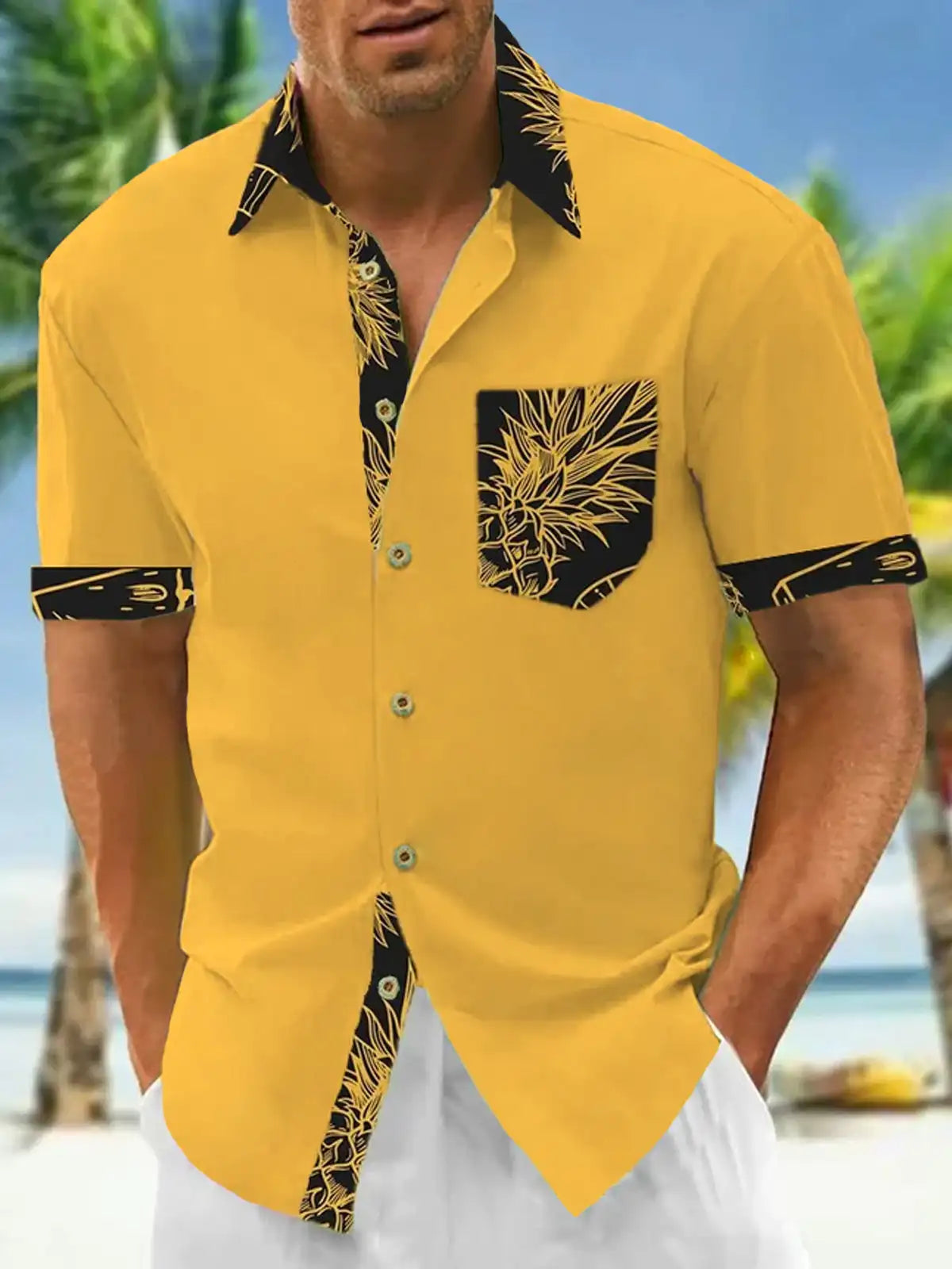 Men's shirts, button up shirts, casual shirts, spring and summer, printed short sleeves, daily, fashionable, comfortable