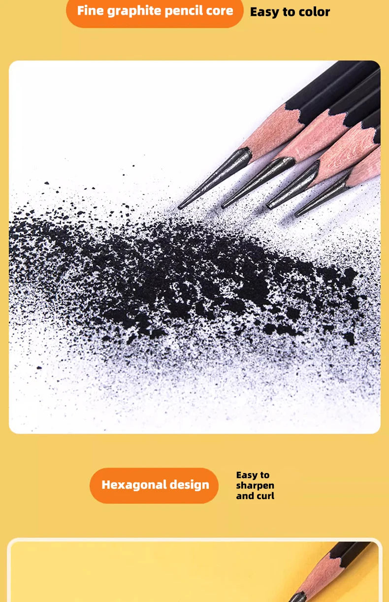 Sketching Pen Set Drawing Kit Student Portable Pen Curtain Charcoal Pencil Sketch Pencil Charcoal Stick Sharpener Eraser Set Box