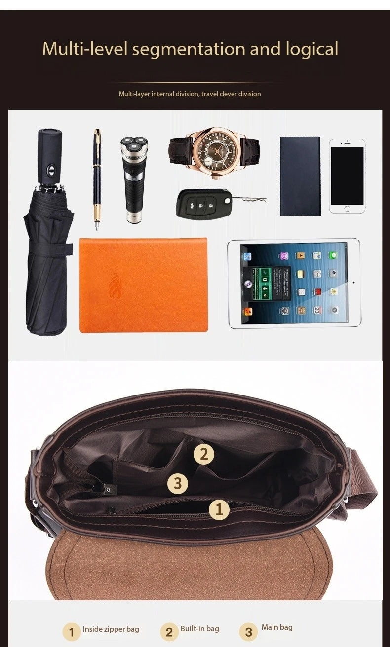 Luxury Brand Men Leather Shoulder Bags Waterproof Business Handbag Travel Tote Crossbody Cross Body Messenger Bag Pack For Male