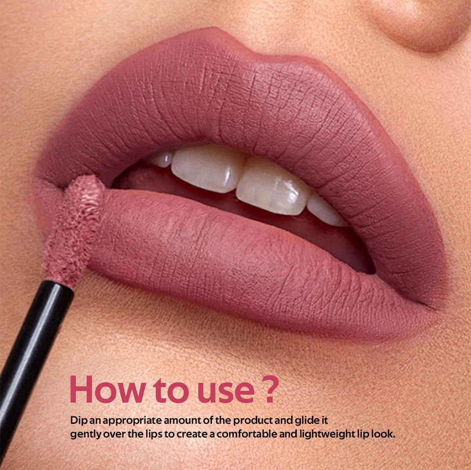 6pcs/set Teddy Velvet Non-stick Cup Lip Glaze Matte Lipstick Waterproof Longlasting Color Liquid Silky Saturation High Lip Gloss