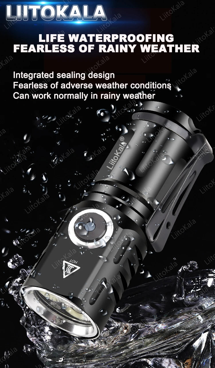 LiitoKala LF-536 LF-535 LED white laser Mini Flashlight 16340 700mAh Rechargeable Battery
