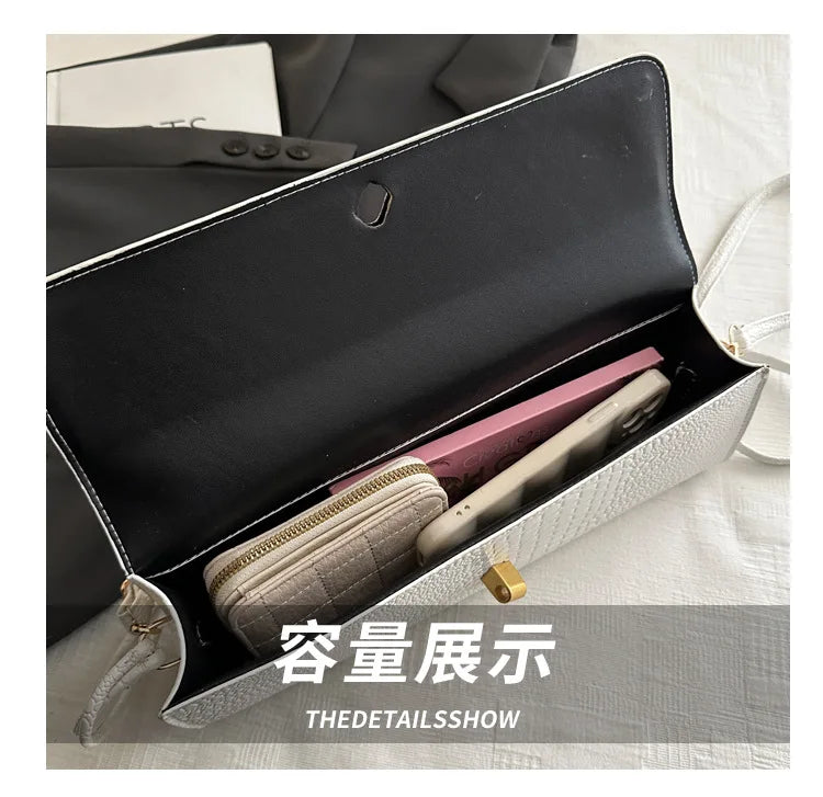 Luxury Design Top-Handle Bag For Women Evening Handbag Long Purse, Crocodile Pattern Crossbody Shoulder Bags Fashionable Outfits