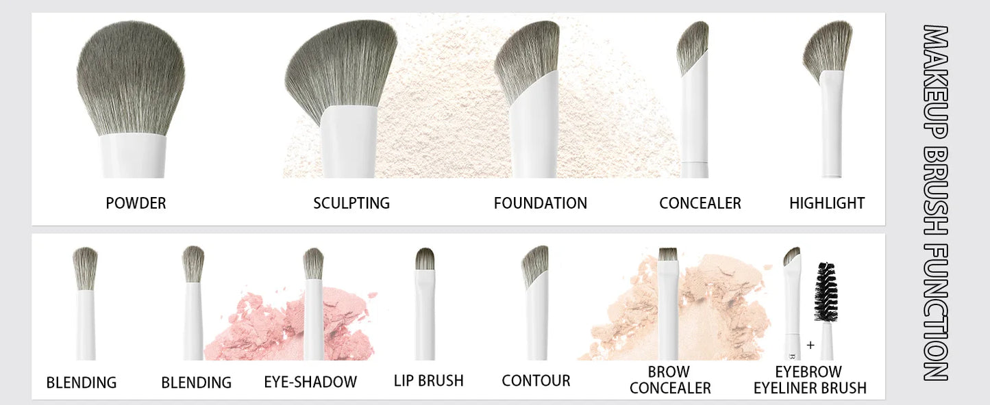 BEILI Vegan Professional Makeup Brush Set 12 Pcs Corn Bamboo Silk Angle Powder Foundation Eyeshadow Eyeliner Brushes Cosmetics