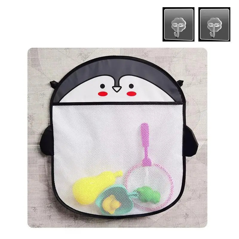 Baby Bathtub Toys Storage Bag Strong Suction Cups Quick Drain Waterproof Mesh Organizer for Kids Bathroom Play Time
