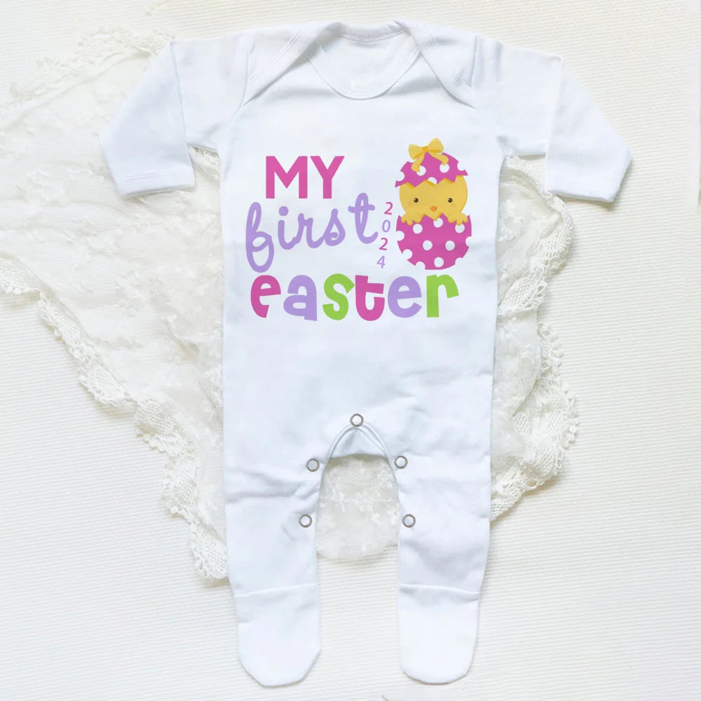 My First Easter Print  Baby Sleepsuit Newbron Babygrow Sleepsuit Baby Girl/ Boy Clothing Infant Easter Day Present  Bodysuits