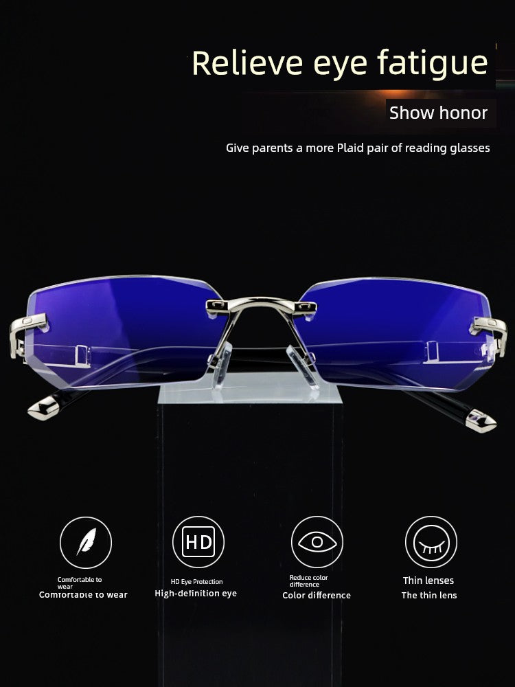 Glasses HD Anti-Blue Ray Rimless Brand Reading Glasses