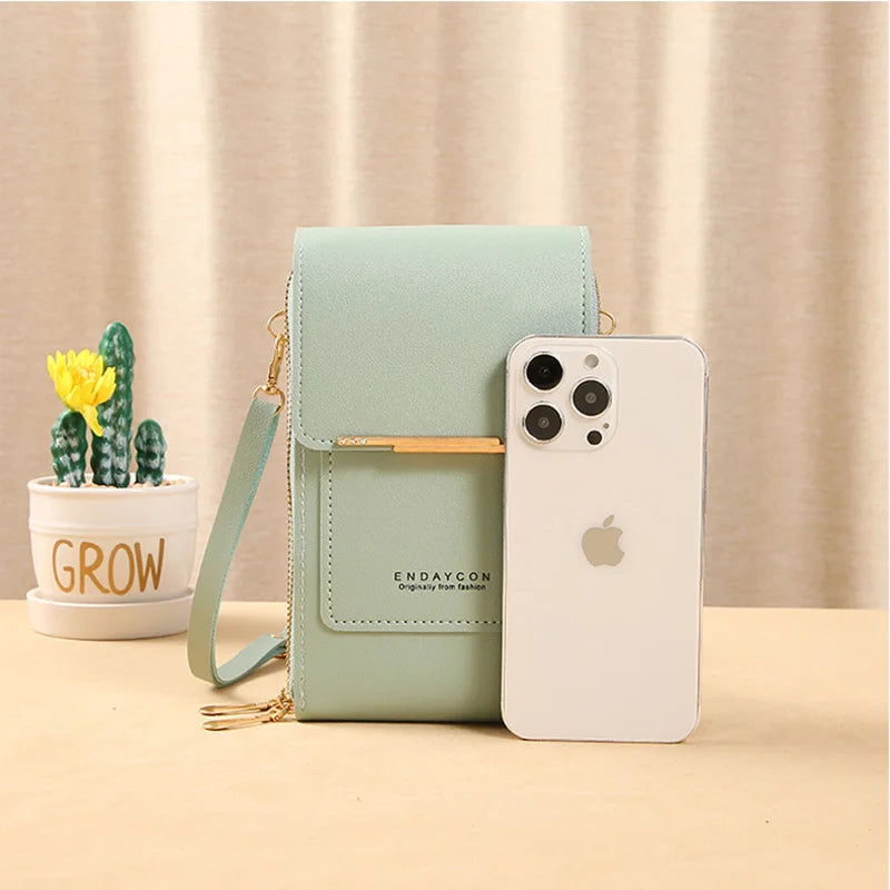 Women Crossbody Shoulder Bags Wallets Touch Screen Cell Phone Bag Soft Leather Strap Handbag for Female Luxury Messenger Bags
