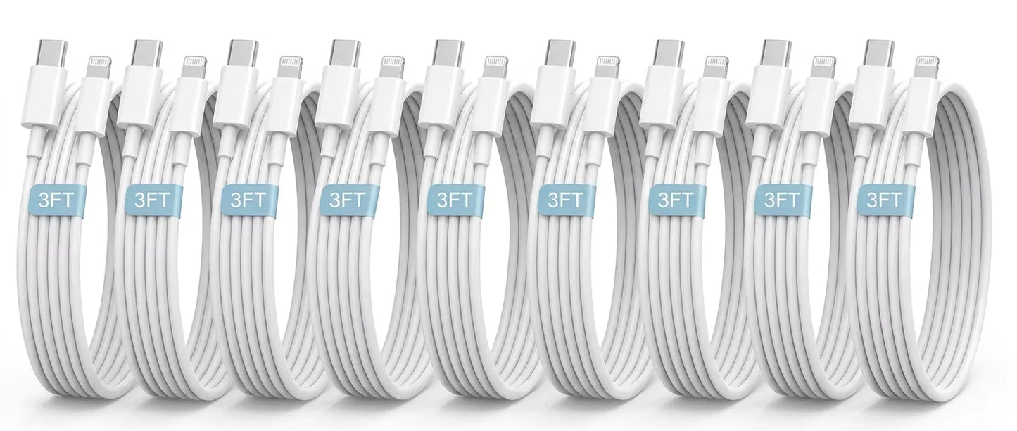 5 Pack 6ft USB C to 8-Pin PD Fast Charging Cable for iPhone 14 13 12 11 Pro Max SE for iPad Air Mini for iOS Phone Data Sync