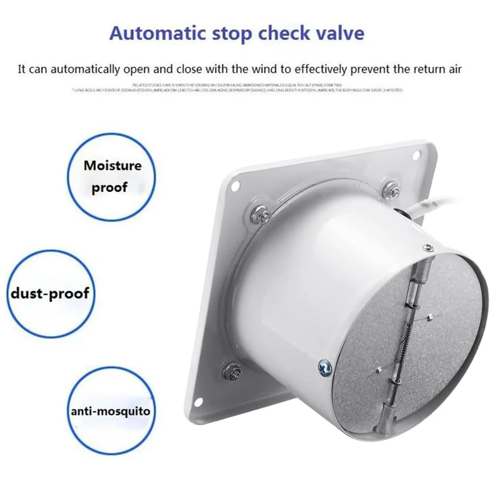 Silent Exhaust Fan Wall-Mounted 4-Inch 100mm Window-Type Bathroom Exhaust Fan Ventilation and Air Exchange Fan Duct Extractor