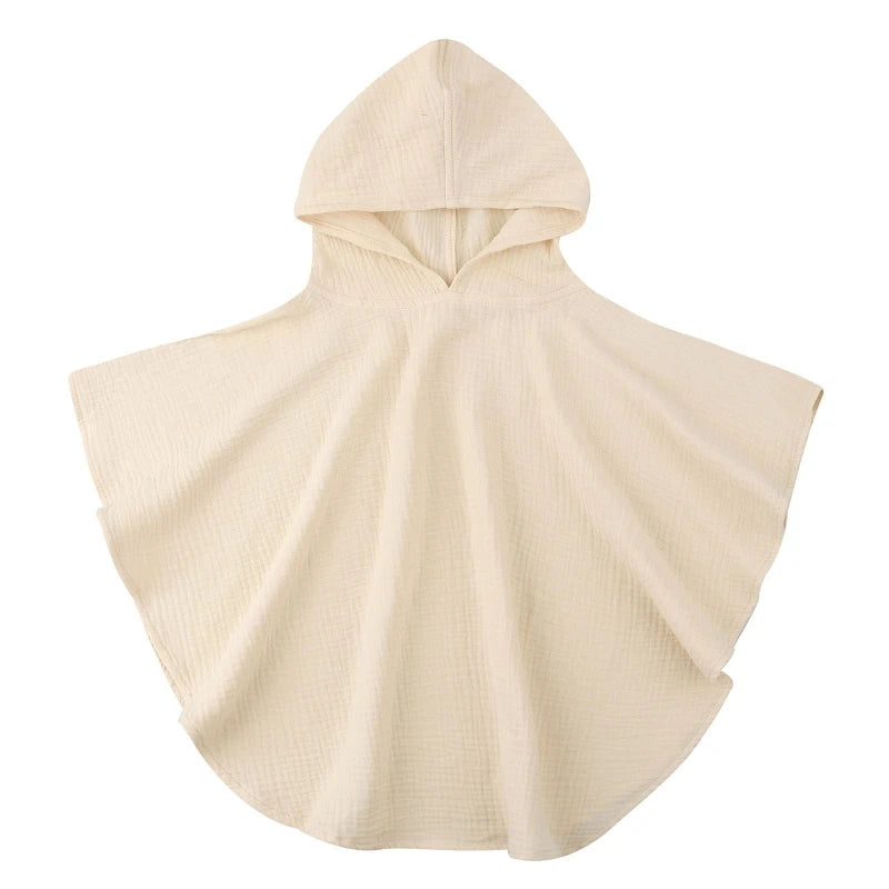 Pure Cotton Baby Towel Solid Color Muslin Baby Hooded Bath Towel Kids Newborn Swim Beach Bathrobe Quick Dry Facecloth Baby Stuff