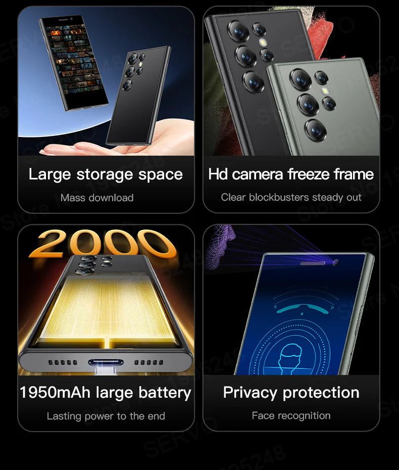 SERVO S24 MINI Android Smartphone 4G Network 2 SIM standby Play Store Face Unlock 3.0" Color Screen Mini Card Smart Mobile Phone