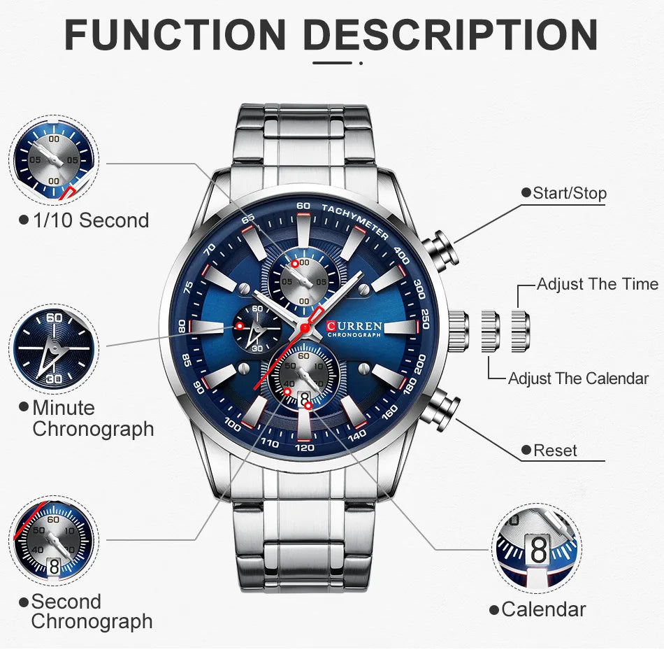 New Watches for Men Top Luxury Brand CURREN Quartz Men’s Watch Sport Waterproof Wrist Watches Chronograph Date Relogio Masculino