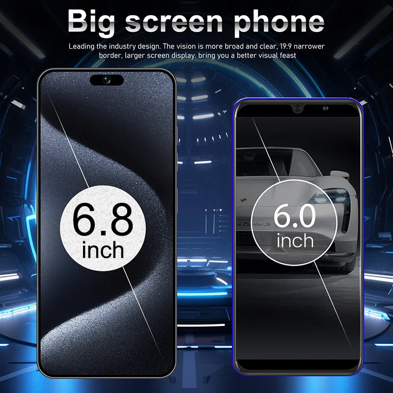 Unlock i15ProMax Smartphone for Android and 64GB TF Card Set,Dual SIM Cell Phone,6.8" FHD,16GB+1TB GPS Goodplay Store App Wifi