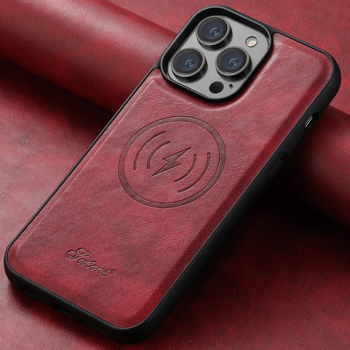 SUTENI Compatible Wireless Charging Luxury PU Leather case For iPhone 12 13 14 15 Plus 16 Pro Max