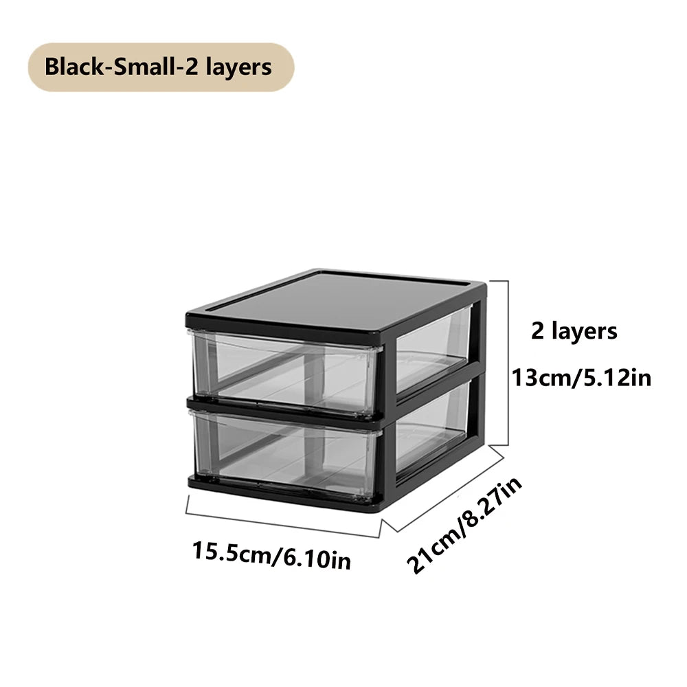 Desktop Storage Box with Drawers 2-6 Layers - Heightened Table Organizer for Office Home