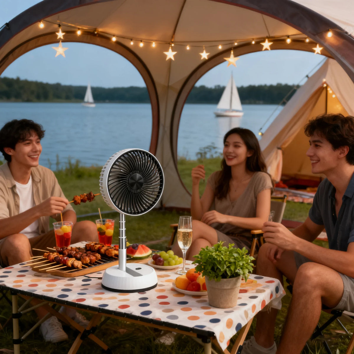 2026 NEW  Outdoor Portable Silent Remote Control Desktop Vertical Automatic Shaking Fan Aluminum Alloy Telescopic Timed Home Fan