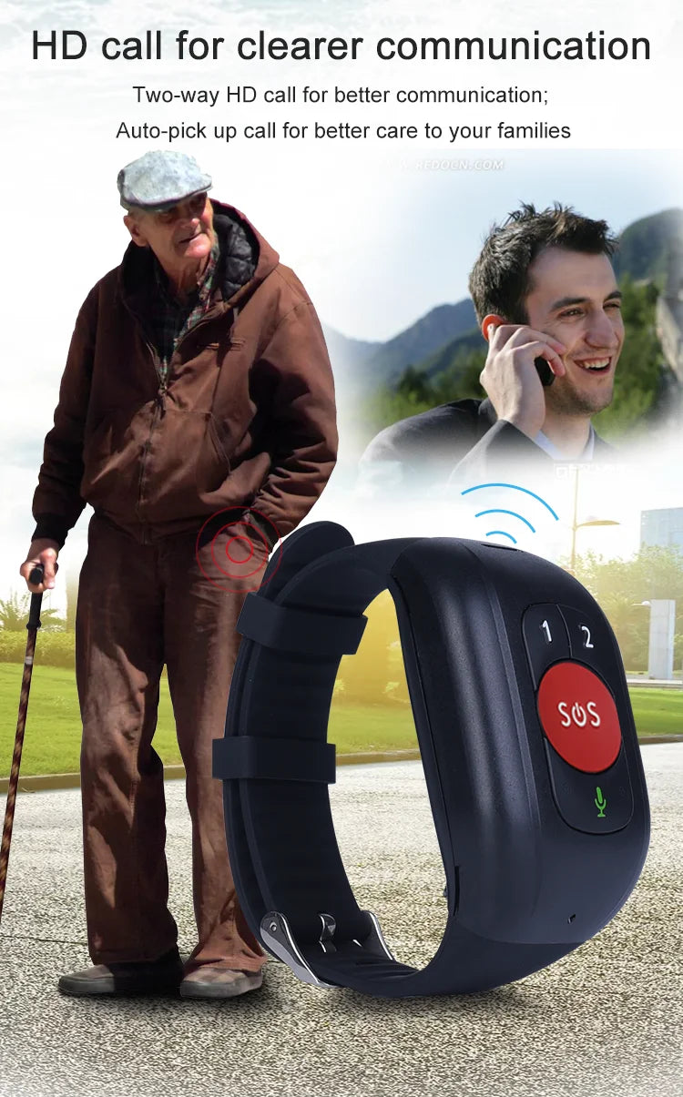 NEW Elderly GPS Tracker 4G SIM SOS Button Wristband GPS Emergency Alarm IP67 Waterproof GPS TrackingHeart Rate Blood Pressure