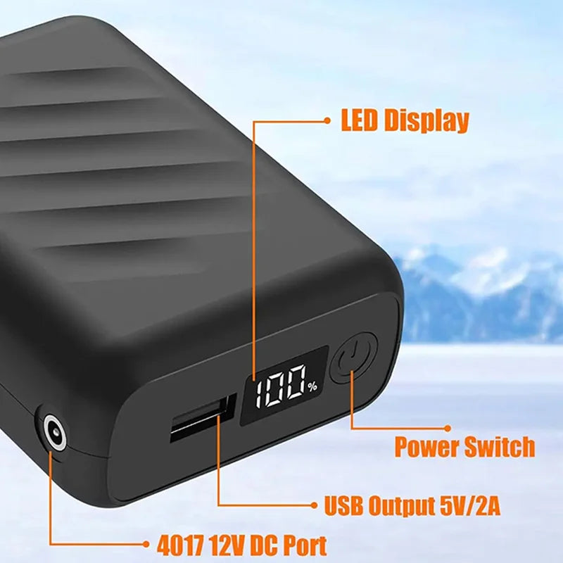 30000mAh Rechargeable 12V 3A Power Pack For Heated Jacket Power Bank Spare Battery Portabl Heating Vest Auxiliary Battery