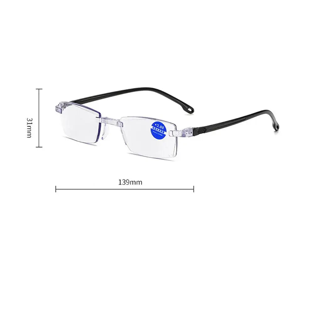 Intelligent Anti-blue Light Reading Glasses Frameless Ultralight Square Frame Cutting Edge Presbyopic Glasses For Men and Women