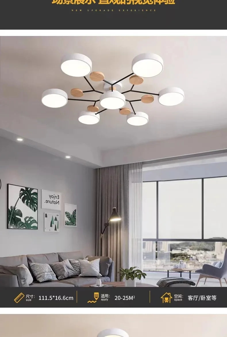 Retro Nordic Minimalist Four Head Six Head Restaurant Lighting Living Room Bedroom Lighting Room Ceiling Light Cross border