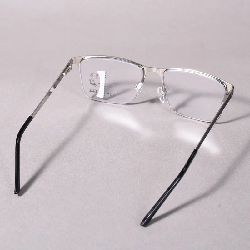 Black Double Color Frame Progressive Multifocal Reading Glasses Anti-blue Light Far Sight Glasses Men Big Full Frame Business Pr