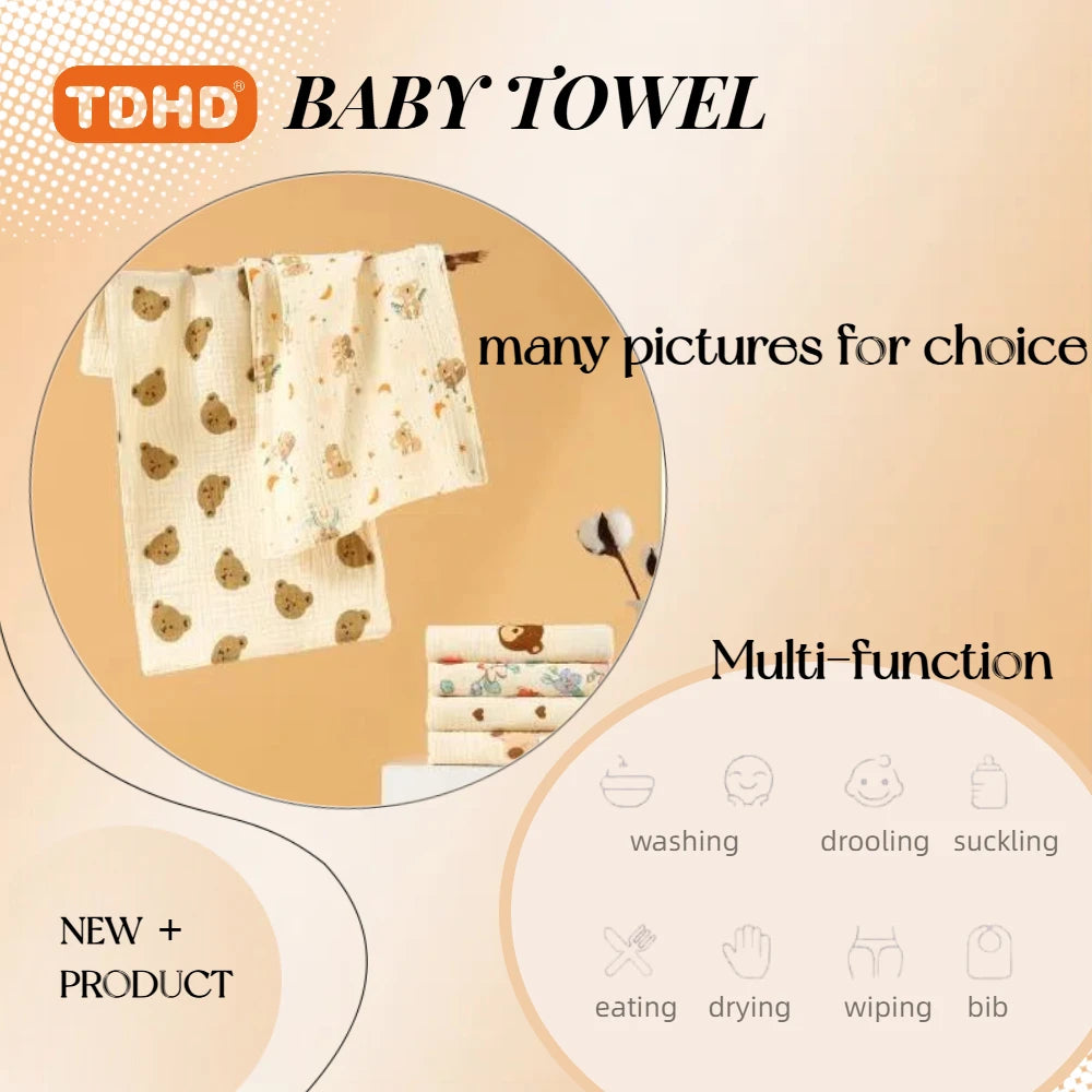 TDHD Cotton Muslin Baby Face Towel Long Burp Cloth for Newborn Kindergarten Hand Towels Infant Drooling Bibs Washcloth Baby Item