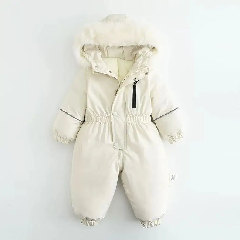 Pink Warm and Thick Boys and Girls Ski Velvet Lining Clothes Jumpsuit  2025 Winter New Children's Clothing Jumpsuit 1-5Y Parka