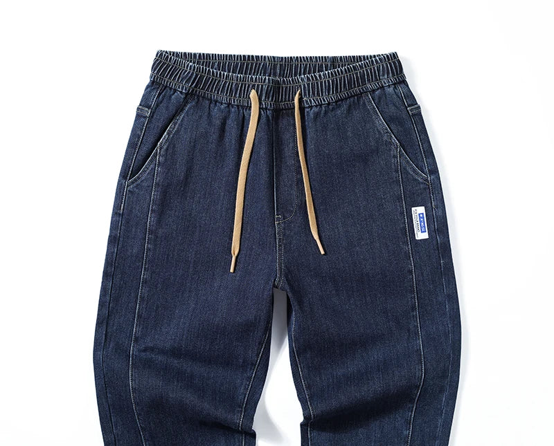 Jeans For Men Loose Fit Joggers Pants Oversize Baggy Pants Harem Wide Leg Elastic Waist Drawstring Male Denim Trousers Tapered