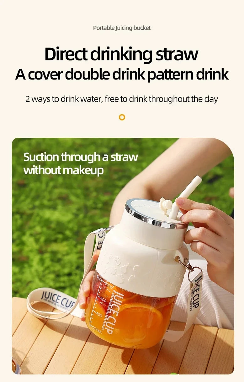 Wireless Portable Juicing Bucket Electric 800ml Sports Cup Fresh Fruit Juicer With Large Capacity and 10 Stainless Steel Blades