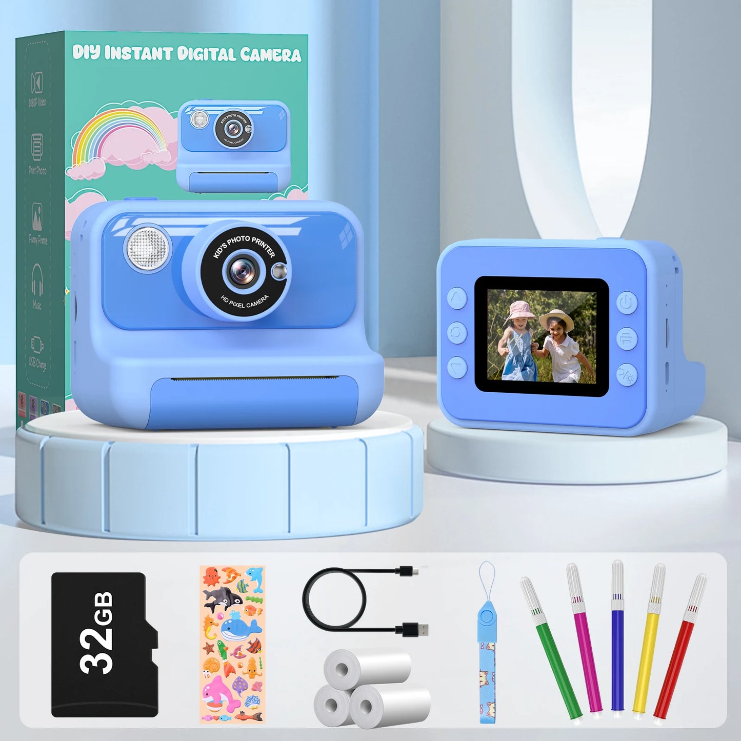 Kids Camera Instant Print 1080P HD Thermal Printing Camera 2.4 Inch Mini Digital Camera Toy For Toddle