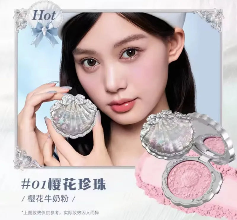 Flowerknows Shell Jewelry Gift Set Makeup Kit Full Professional Glitter Eyeshadow Palette Blush Baked Powder 10pcs Kits