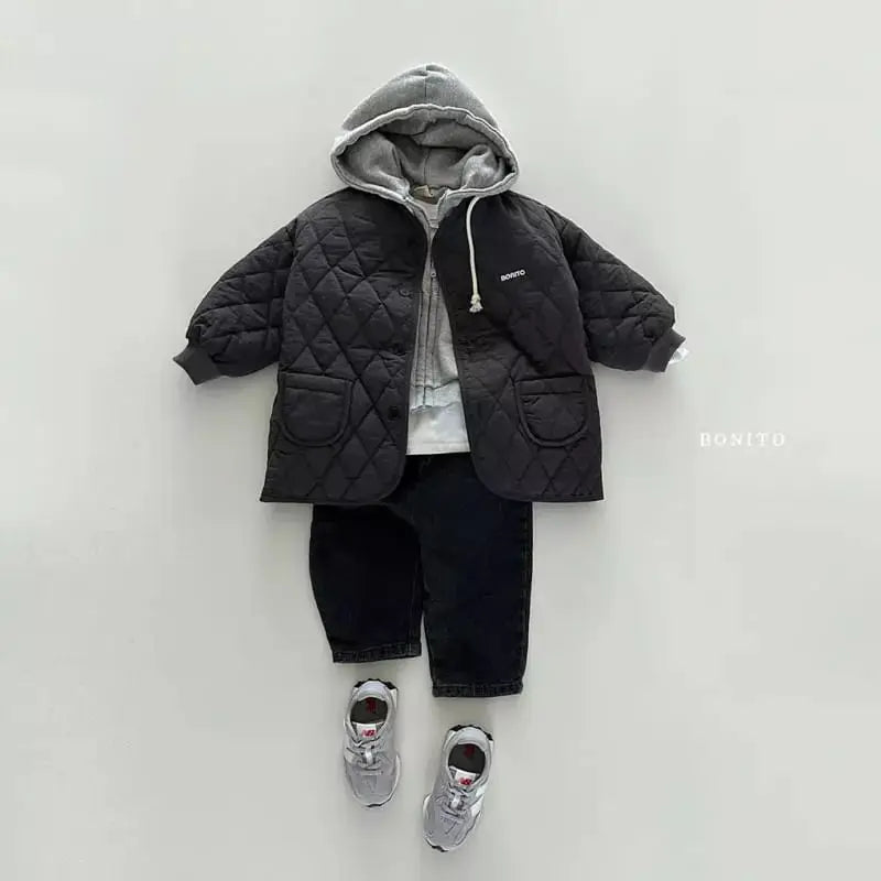 2024 Winter New Baby Letter Print Warm Coat Children Long Sleeve Cotton Padded Jacket Solid Infant Girl Thick Warm Clothes