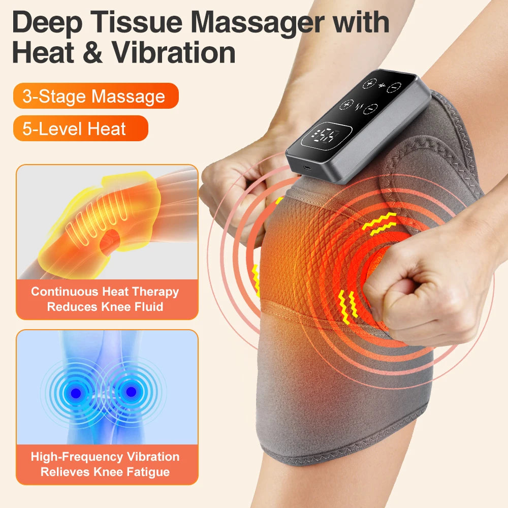 3 in 1 Heating Pad Shoulder Knee Elbow Brace for Arthritis Hot Compresss Joint Massage Strap Promote Blood Circulation Kneepad