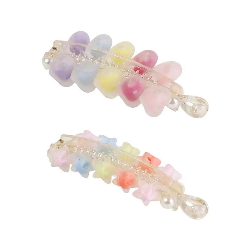 Hair Accessories Acrylic Hair Clips Colorful Love Heart Claw Clips Frosted Star Ponytail Holders Girl