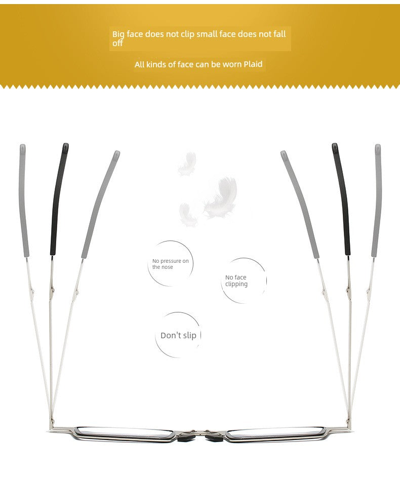 Portable Foldable Reading Glasses Fashion Plaid HD Male Presbyopic Glasses Ultra Light Anti Blue-Ray Non-Fatigue Middle-Aged and Elderly