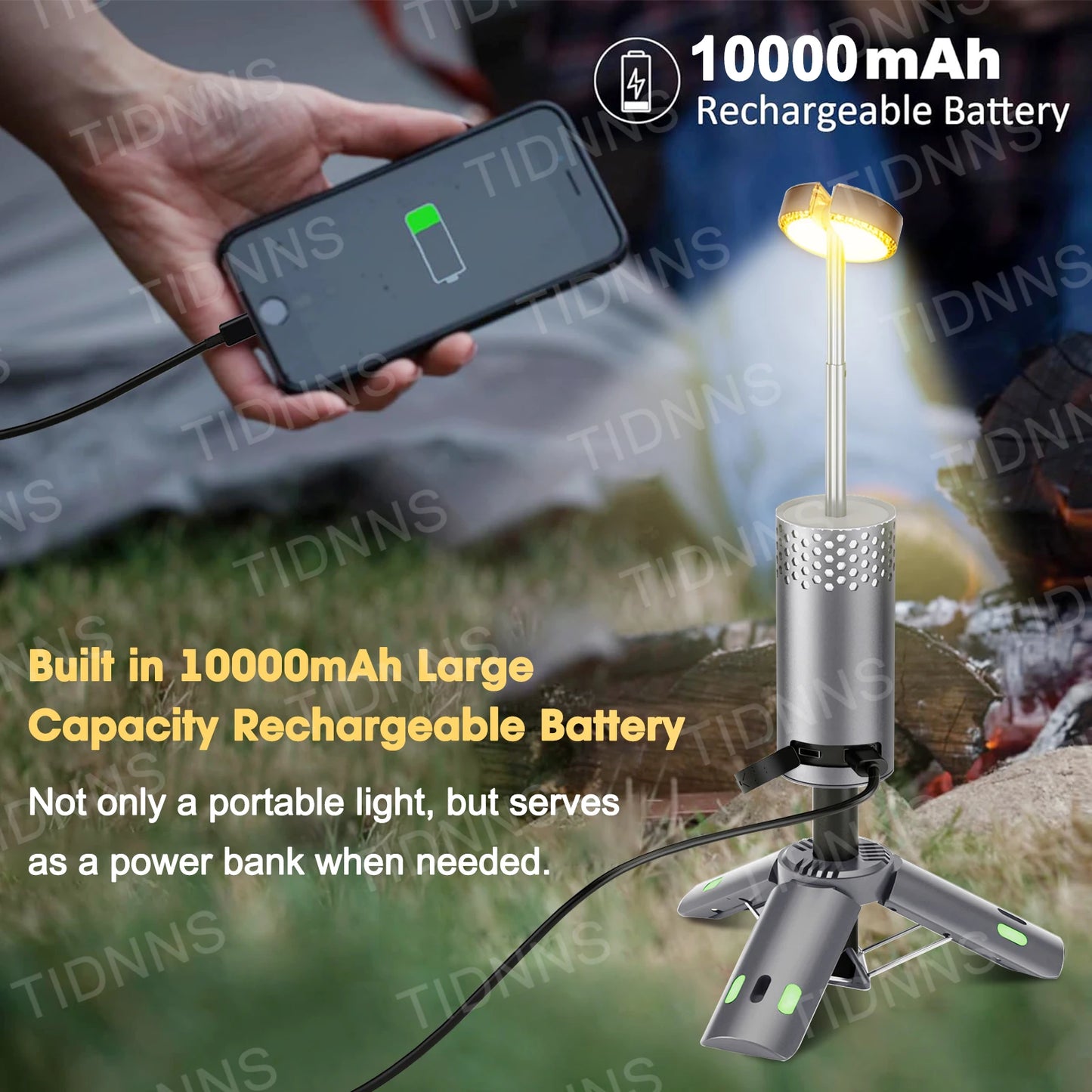 10000mAh Camping Light USB Rechargeable LED Emergency Lamp Outdoor Portable Lanterns with Magnetic for BBQ Tents Battery Bulb