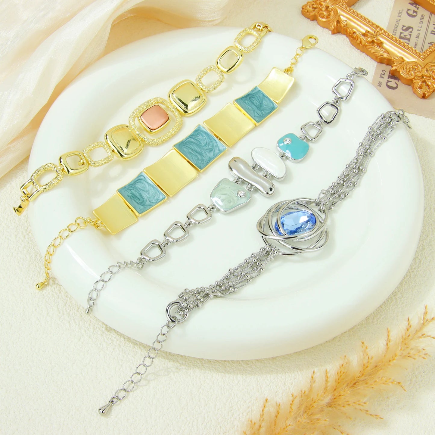 Italian Fashion Colored Crystal Bracelet Europe Bohemian Handmade Chains Brazilian Women Prom Party Statement Jewelry