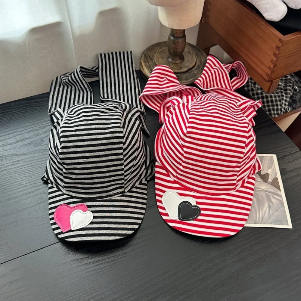 Apparel Accessories Rabbit Bunny Ears Baseball Cap Cotton Sunscreen Lop Ear Cap Hip Hop Y2K Heart Stripe Hat Street