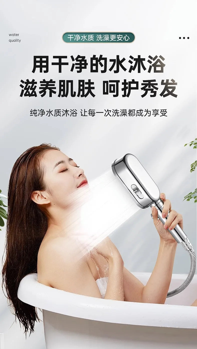 New Design 3 Modes High Pressure Shower Head Built-in Filter Handheld Adjustable Button Water Saving Nozzle Bathroom Accessories
