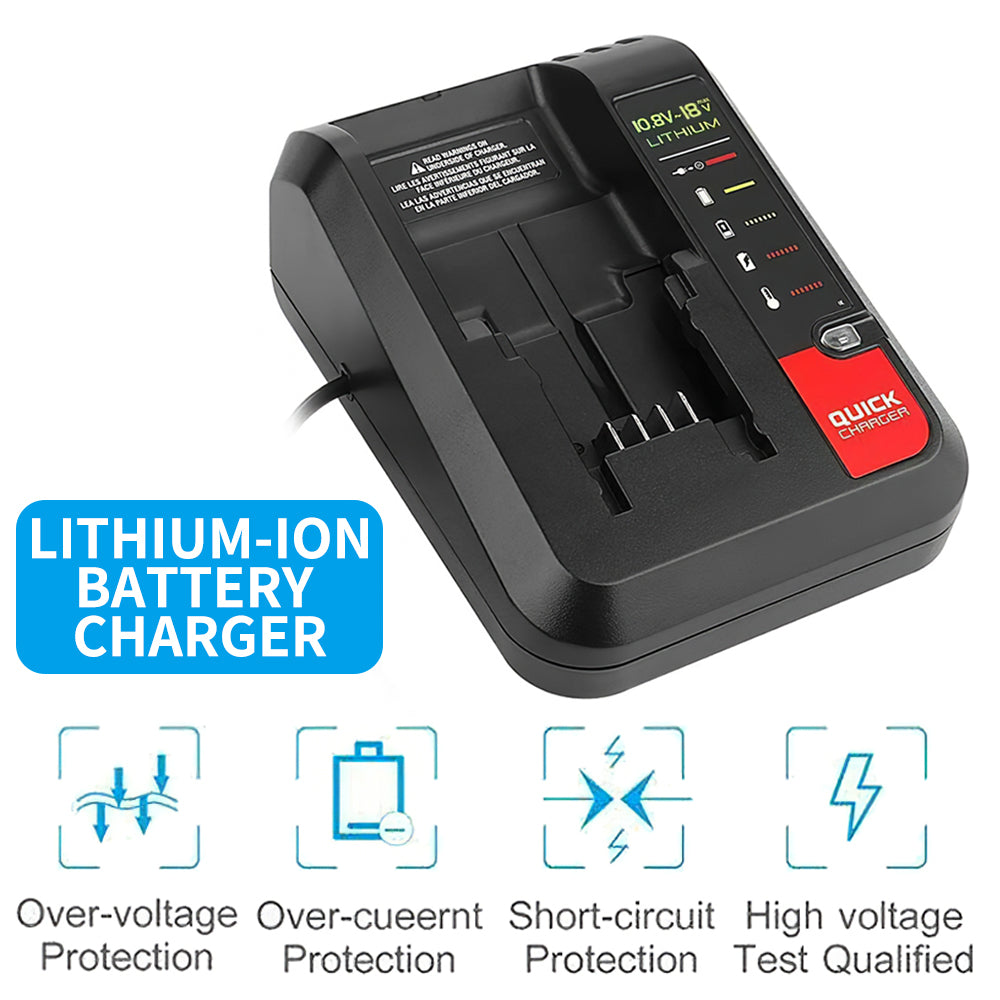 EU Plug 18V Replacement Lithium Battery Charger for Black and Decker PORTER CABLE Stanley Lithium Battery Charger 2A 10.8-20V