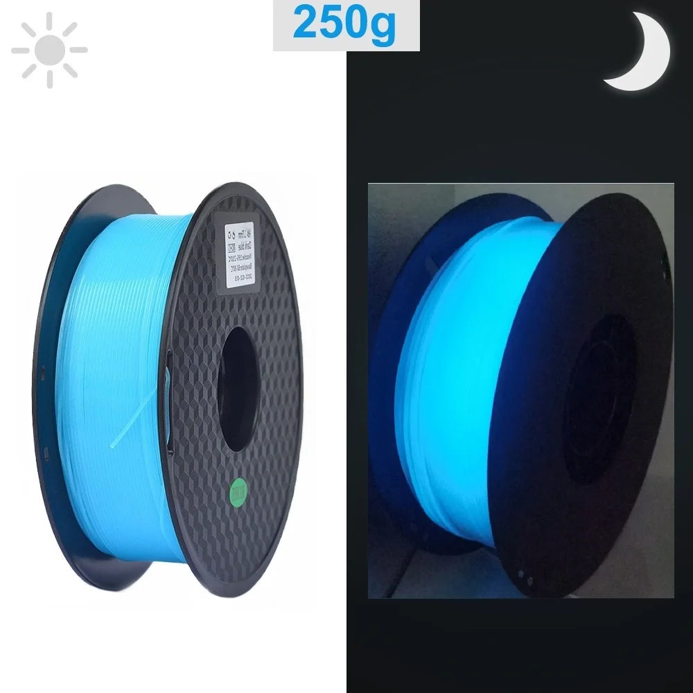 3D Printer Filament Glow In The Dark PLA 1.75mm 1kg 250g Luminous Filament PLA Blue Green Plastic Material Clear For FDM Printer