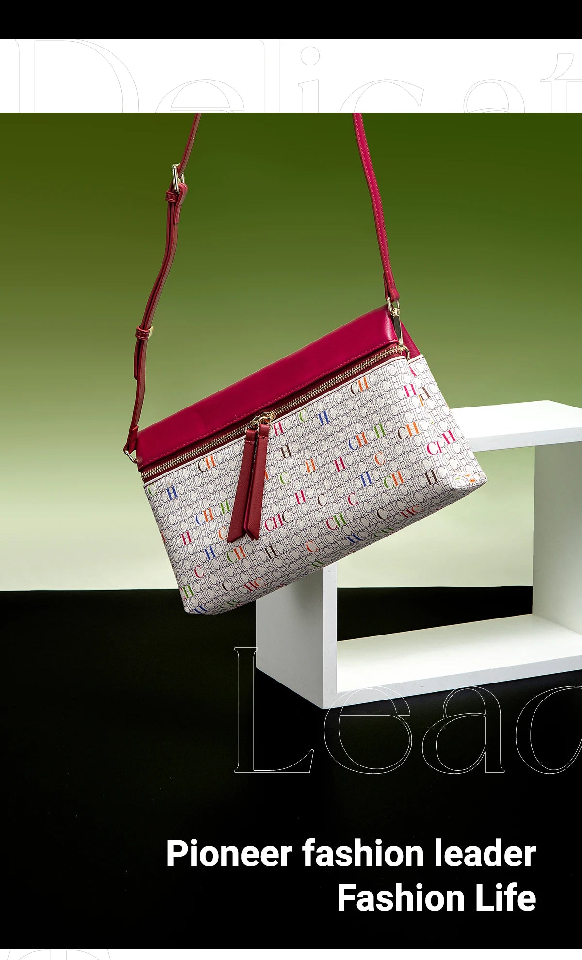 CH Clutch Bag Women Colorful Logo Print Zipper Evening Purse PU Leather Top Flap Handbag For Party Wedding Bolsos