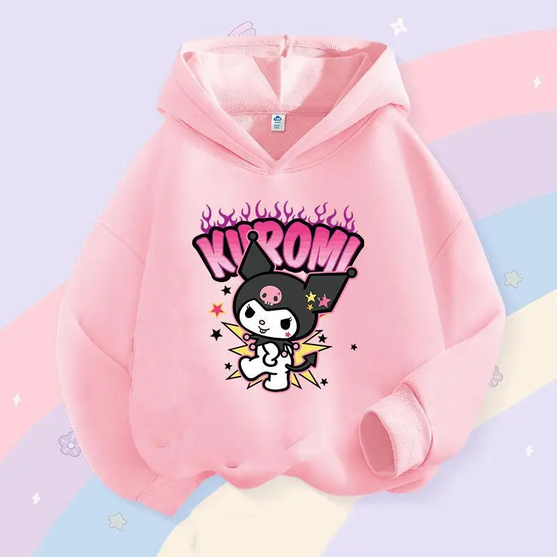 Sanrio Children's Hoodie, Children's Hoodie, Girls' Kuromi Cute Autumn and Winter Warm Children's Hoodie