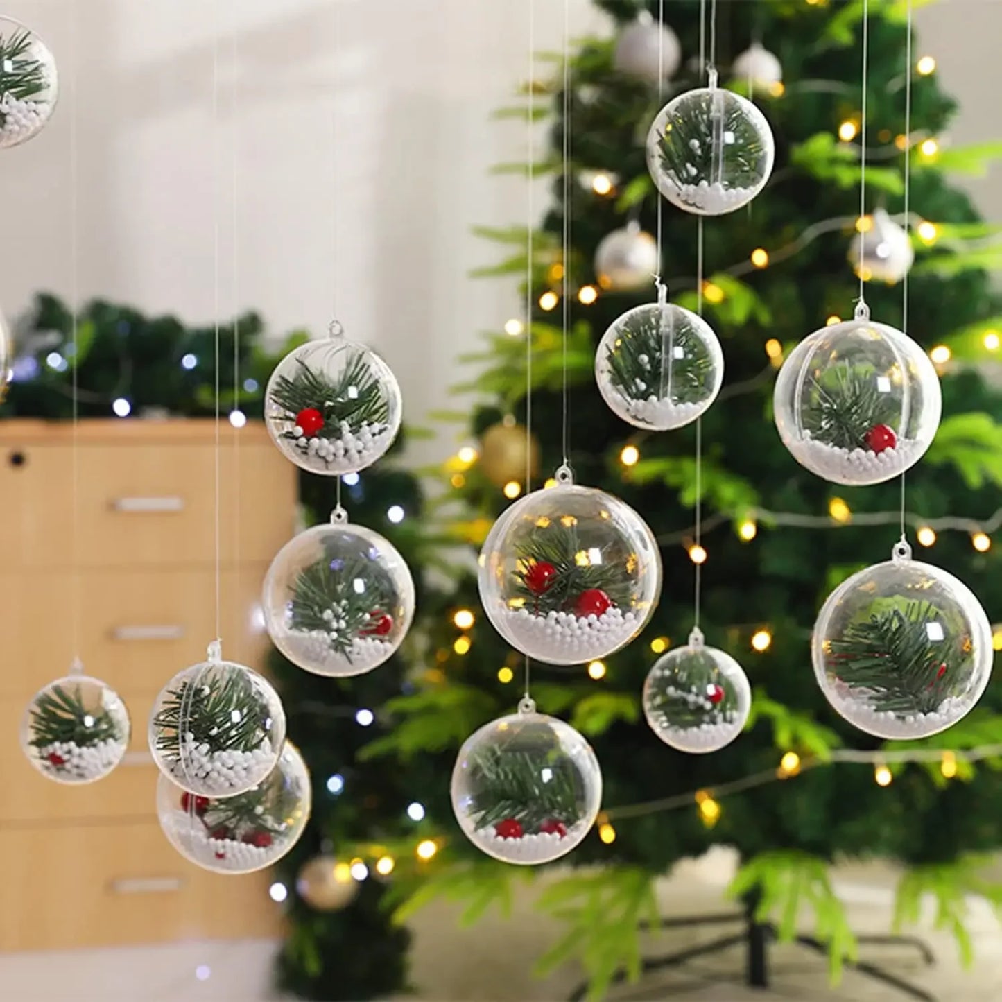 Wholesale Transparent DIY Plastic Ball Filling Decorative Hanging Ornaments Christmas Tree Open Ball Box Gifts for Wedding Party