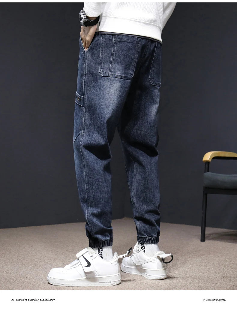 Jeans Men's Fall 2025 New Loose Leg Harem Pants Men's Elastic Waist Casual Pants