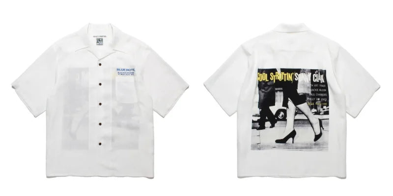 High-end Summer WACKO MARIA Solid Color Cursive wackomaria Embroidery Logo Simple Hawaii Short Sleeve Shirt