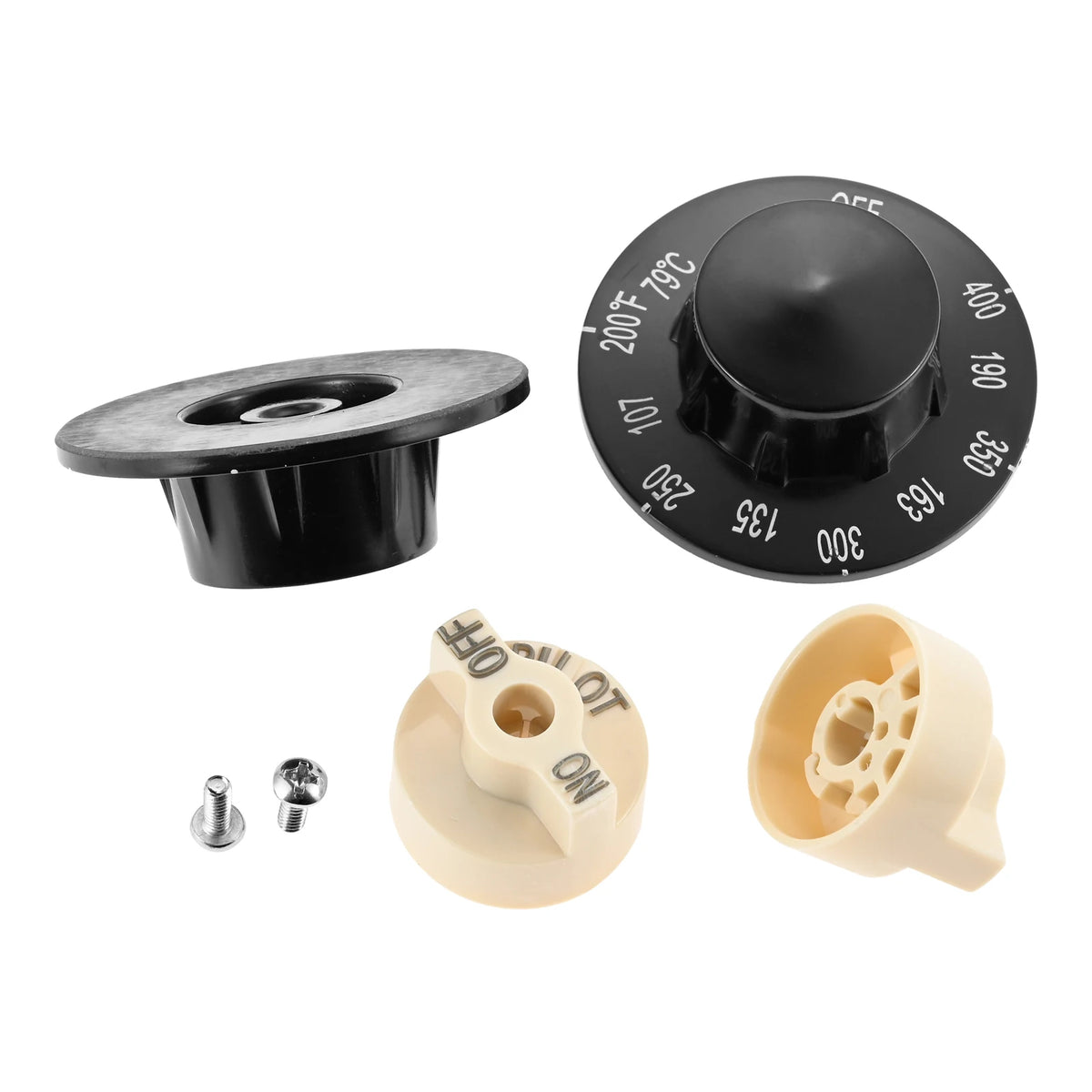 2sets Control Valve Pilot Dial Knobs with 200-400°F Thermostat Knob w/screw P6071267 1751-012 Fryers for Robertshaw 700 series